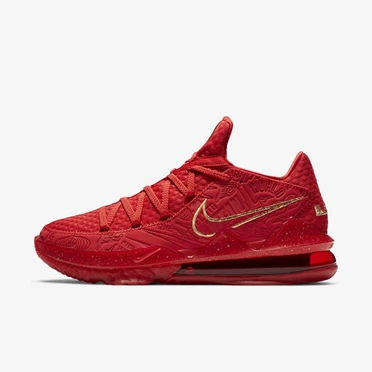 Nike LeBron 17 παπουτσια μπασκετ ανδρικα κοκκινα μεταλλικός χρυσο χρωμα | GR-9605LKM